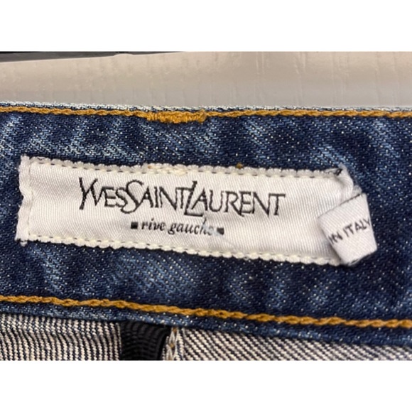 ✨Authentic Extremely Rare Yves Saint Laurent YSL Logo Blue Denim Jeans Pants